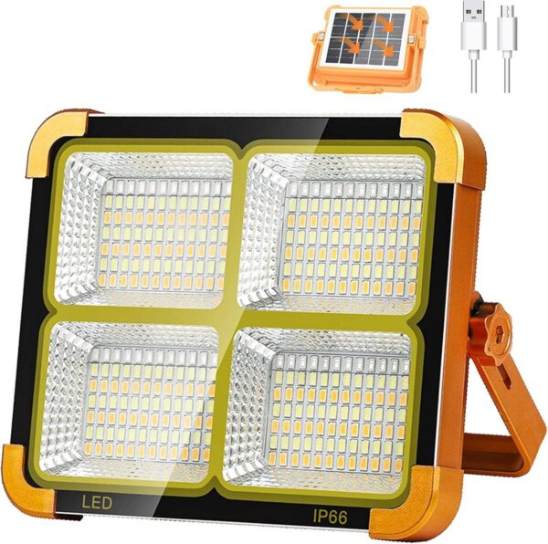 bsl1 Best USB & Solar Rechargeable LED Flood Light - 288 LED's Solar Light IP66 Waterproof Outdoor Light for Garden, Camping, Garage, and Emergency Use Solar Power Outdoor Working Light