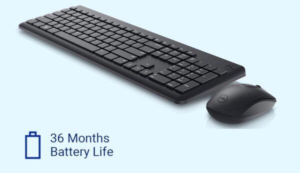 km322w-5 Dell KM3322W Wireless USB Keyboard and Mouse Combo, Anti-Fade & Spill-Resistant Keys, up to 36 Month Battery Life, 3Y Advance Exchange Warranty - Black