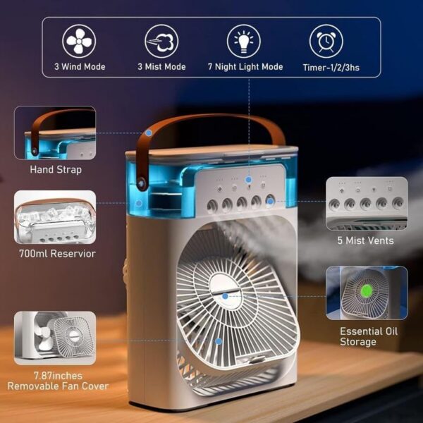 mcf4 Mini Cooling Fan, Strong Air Supply, Third Gear Turbine, White Portable Desktop Air Cooler