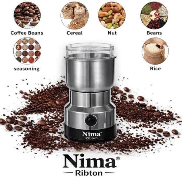 nr3 Nima Stainless Steel Multifunctional Electric Grinder & Coffee Maker, Mini Spice and Masala Grinder for Coffee Beans, Nuts and Grains, Durable Household Grinder for Home Kitchen