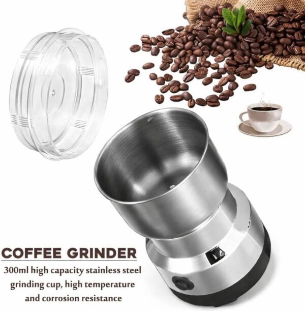 nr4 Nima Stainless Steel Multifunctional Electric Grinder & Coffee Maker, Mini Spice and Masala Grinder for Coffee Beans, Nuts and Grains, Durable Household Grinder for Home Kitchen