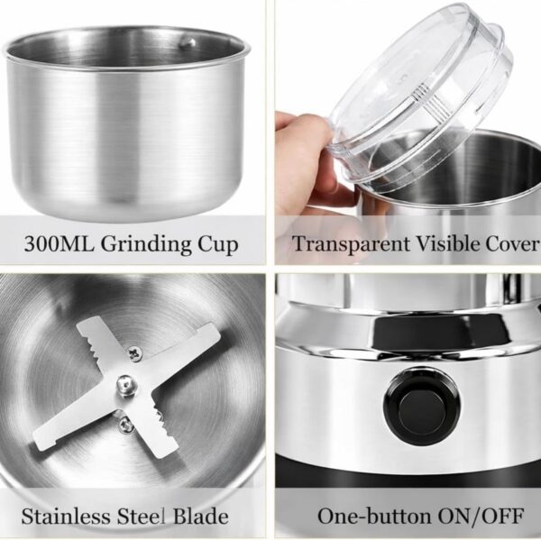 nr5 Nima Stainless Steel Multifunctional Electric Grinder & Coffee Maker, Mini Spice and Masala Grinder for Coffee Beans, Nuts and Grains, Durable Household Grinder for Home Kitchen