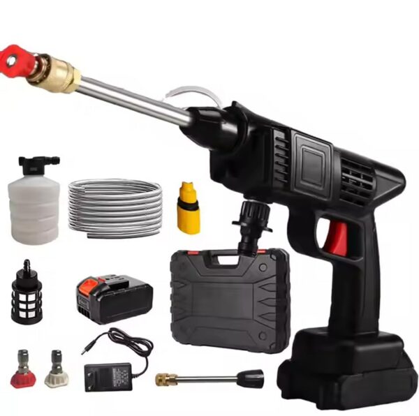 pcw1 Portable Cordless Pressure Washer Kit with Dual 48V Lithium Batteries, High Pressure Water Spray Gun, Rechargeable Car Washing Machine with Foam Sprayer, Filter, Hose Pipe & Multi purpose