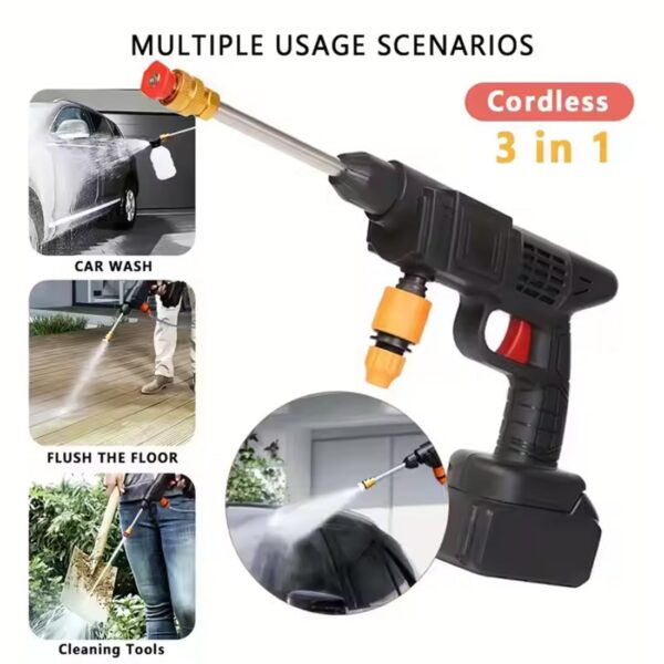 pcw3 Portable Cordless Pressure Washer Kit with Dual 48V Lithium Batteries, High Pressure Water Spray Gun, Rechargeable Car Washing Machine with Foam Sprayer, Filter, Hose Pipe & Multi purpose