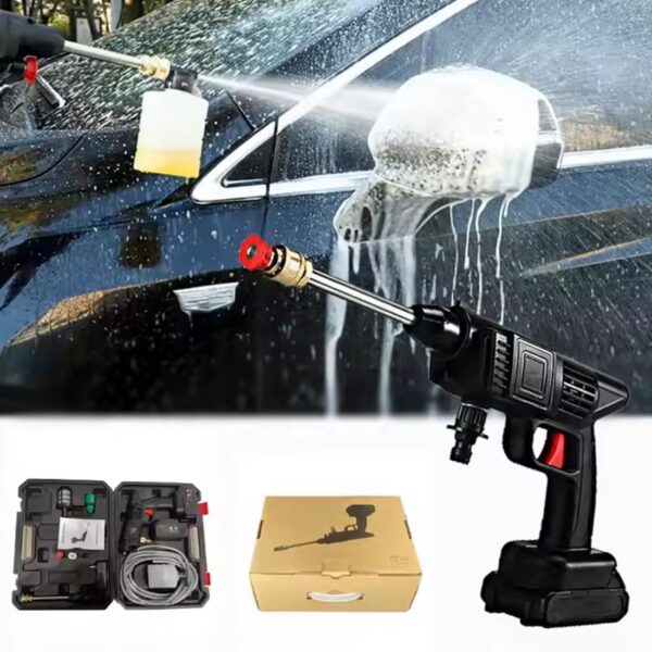 pcw6 Portable Cordless Pressure Washer Kit with Dual 48V Lithium Batteries, High Pressure Water Spray Gun, Rechargeable Car Washing Machine with Foam Sprayer, Filter, Hose Pipe & Multi purpose