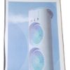 sf1 Double-Ended Spray Fan with Dual Fans and RGB Light, White Mist Humidifier, RGB LED Lighting, Portable Design, USB Powered, Desktop Tower
