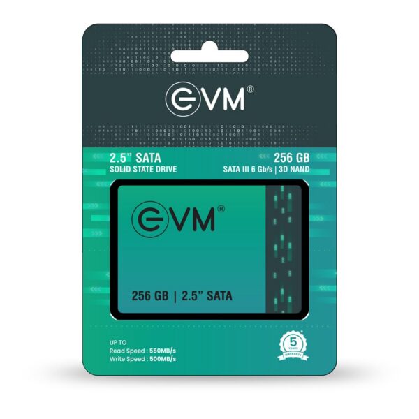 ssd256-7 EVM 256GB 2.5 Inch SATA III Internal SSD | Up to 550MB/s Read 500MB/s Write | Laptop Desktop Upgrade Storage | 5 Year Warranty (EVM25/256GB)