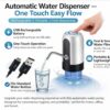 wd3 Automatic Water Dispenser Pump for Bottle USB Rechargeable Water Pump One Touch Electric Water Dispenser for 20L Bottle Portable Drinking Water Pump with Fast Flow Easy Installation for Home Office