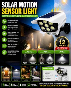 Wireless Solar LED Outdoor Light – Motion Sensor, Weatherproof Security Lamp