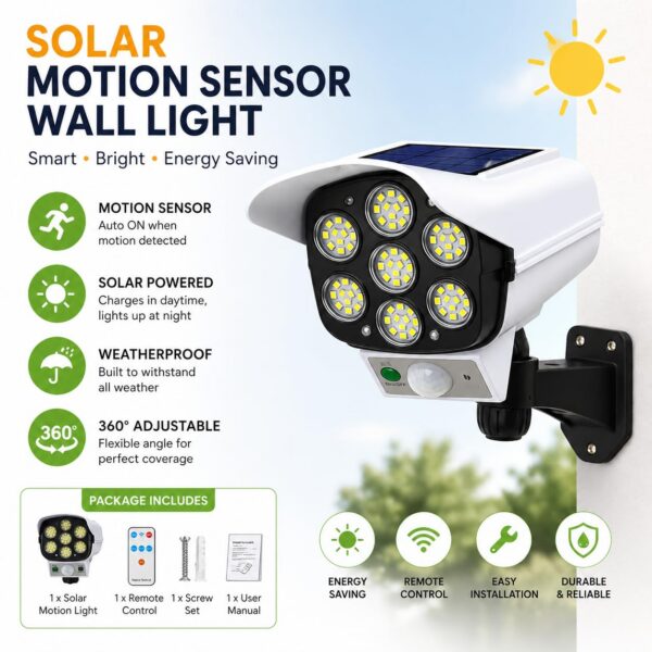 wlsolar3 Wireless Solar LED Outdoor Light – Motion Sensor, Weatherproof Security Lamp
