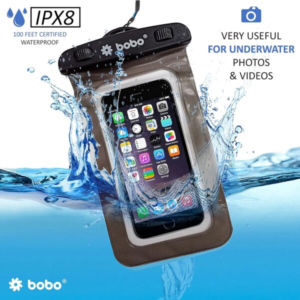 wpp2 BOBO Universal Waterproof Pouch (Big Size) Cellphone Dry Bag Case for Smartphone – Grey (Pack of 1)