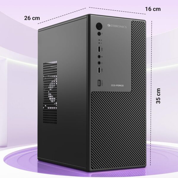 Zebronics Force, Computer Chassis, Micro ATX/Mini ITX, USB x 2, Front Audio, Perforated Side Panel, Top-Mounted PSU