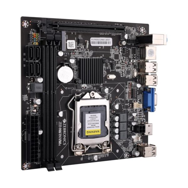 zh612 ZEBRONICS H61-NVMe Micro-ATX Motherboard for LGA 1155 Socket, Supports Intel 2nd & 3rd Generation Processors, M.2 Slot, 5.1 Audio, DDR3 1600 MHz, Ports (RJ45 | SATA | USB | HDMI)