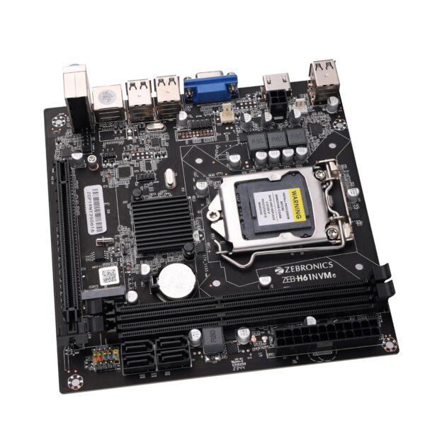zh614 ZEBRONICS H61-NVMe Micro-ATX Motherboard for LGA 1155 Socket, Supports Intel 2nd & 3rd Generation Processors, M.2 Slot, 5.1 Audio, DDR3 1600 MHz, Ports (RJ45 | SATA | USB | HDMI)