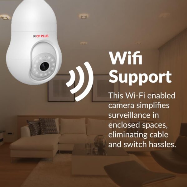 Version 1.0.0 CP PLUS 3 MP Resolution Smart Wi-fi Bulb Security Camera | 360° View | 2 Way Talk | Motion Tracking & Detection Alert | Built-in Siren | Advanced Night Vision | IR Distance 15 Mtr. | CP-T31A